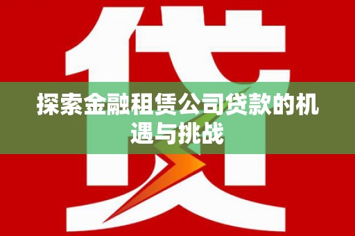 苓雅探索金融租赁公司贷款的机遇与挑战