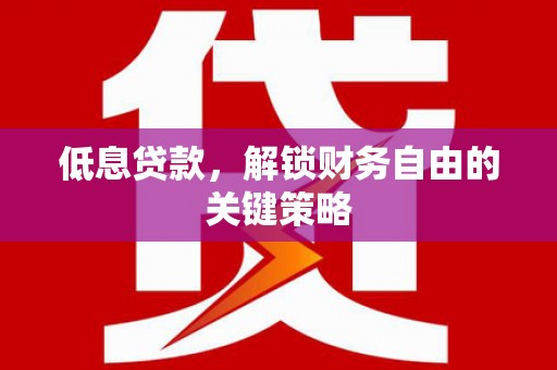 太麻里低息贷款，解锁财务自由的关键策略