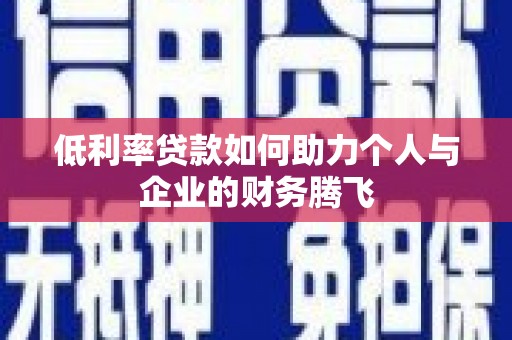 荥经低利率贷款如何助力个人与企业的财务腾飞